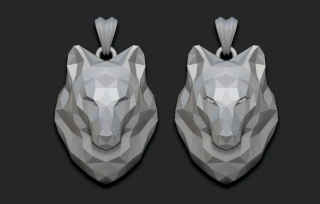 Wolf pendant low poly 3D Print Model .c4d .max .obj .3ds .fbx .stl .blend