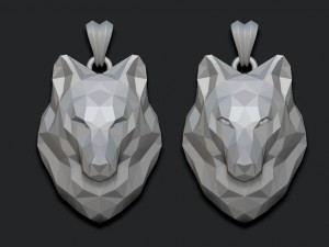 Wolf pendant low poly 3D प्रिंट मॉडल