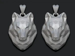 늑대 펜던트 로우 폴리 3D 프린트 모델
