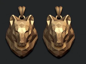 Wolf pendant low poly 3D Print Model