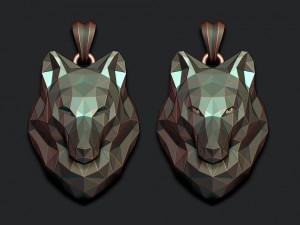 Wolf pendant low poly Modelo de Impressão 3D