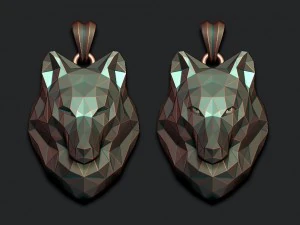 Wolf pendant low poly 3D Print Model
