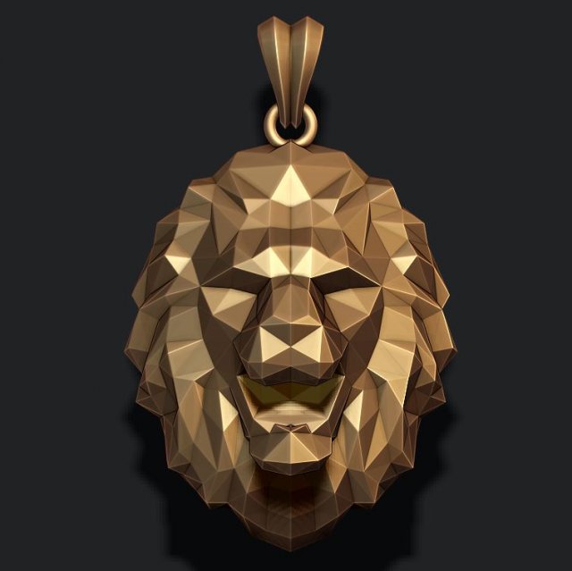 Lion pendant low poly 3Dプリントモデル .c4d .max .obj .3ds .fbx .stl .blend 
