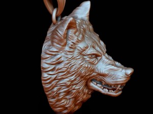 Angry wolf pendant 3Dプリントモデル