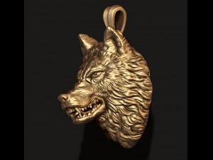 Angry wolf pendant 3Dプリントモデル
