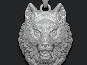 Angry wolf pendant 3Dプリントモデル