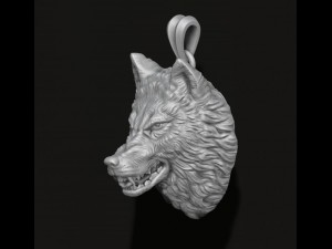 Angry wolf pendant 3Dプリントモデル