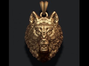 Angry wolf pendant 3Dプリントモデル