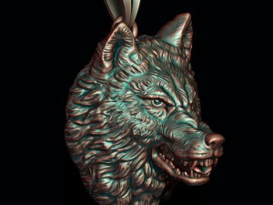 Angry wolf pendant 3Dプリントモデル