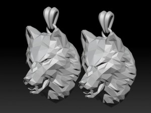 Angry wolf low poly pendant 3D Baskı Modeli