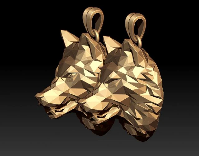 Angry wolf low poly pendant 3D Print Model .c4d .max .obj .3ds .fbx .stl .blend