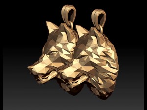 Angry wolf low poly pendant 3D Print Model