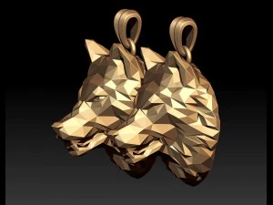 Ciondolo in poli basso lupo arrabbiato Modello di stampa 3D