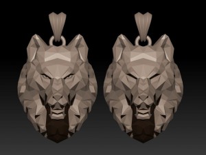 Angry wolf low poly pendant 3D Baskı Modeli
