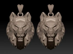 Angry wolf low poly pendant 3D Print Model