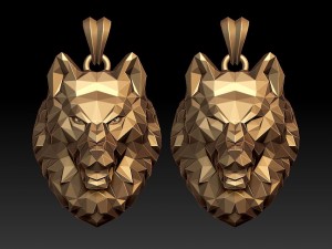 Angry wolf low poly pendant 3D Baskı Modeli