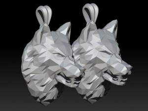 Angry wolf low poly pendant 3D Baskı Modeli
