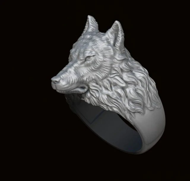 Wolf ring 3D Print Model .c4d .max .obj .3ds .fbx .stl .blend 