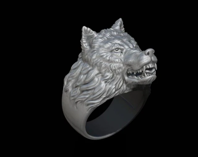 Angry wolf ring 3D Print Model .c4d .max .obj .3ds .fbx .stl .blend 