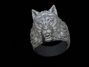 Angry wolf ring 3D Print Model