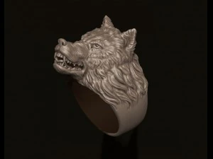 Angry wolf ring 3D Print Model