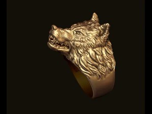 Angry wolf ring 3D Print Model