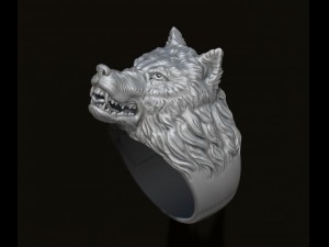 Angry wolf ring 3D 프린트 모델
