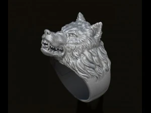 Angry wolf ring 3D Print Model