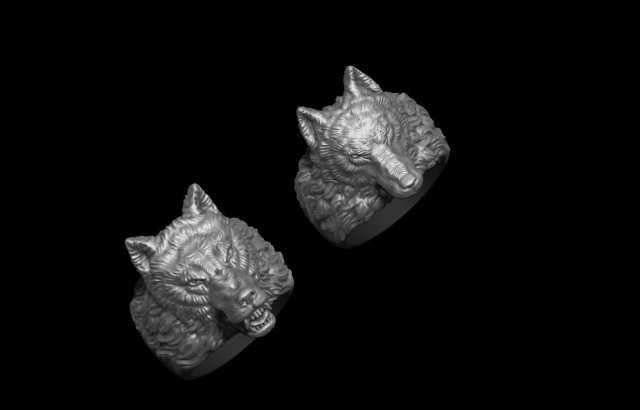 Wolf ring pack 3D-printmodel .c4d .max .obj .3ds .fbx .stl .blend 