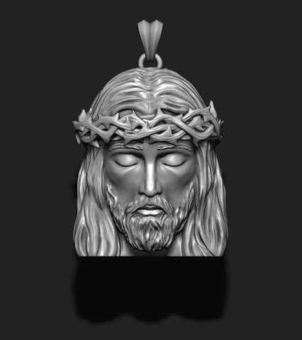 Jesus head pendant 3D 프린트 모델 .c4d .max .obj .3ds .fbx .stl .blend 