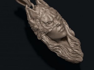 Girl wolf pendant 3D Print Model
