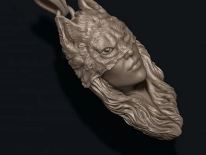 Girl wolf pendant 3D Print Model