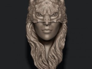 Girl wolf pendant 3D Print Model