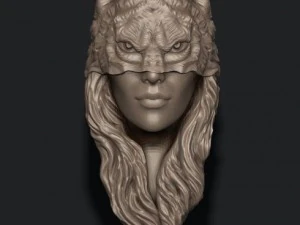 Girl wolf pendant 3D Print Model