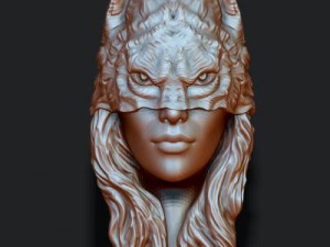 Girl wolf pendant 3D Print Model