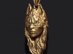 Girl wolf pendant 3D Print Model