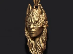 Girl wolf pendant 3D Print Model