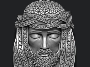 Jesus head pendant with gems 3D Print Model