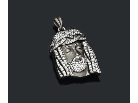 Jesus head pendant with gems 3D Print Model