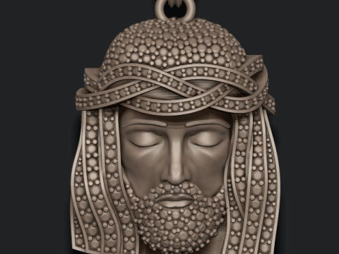 Jesus head pendant with gems 3D Print Model