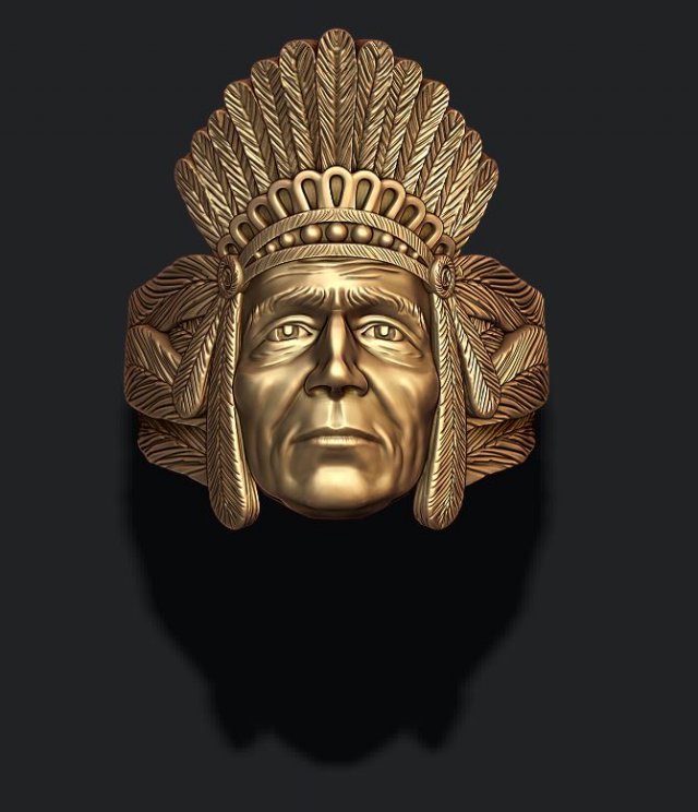 Native american indian ring 3D