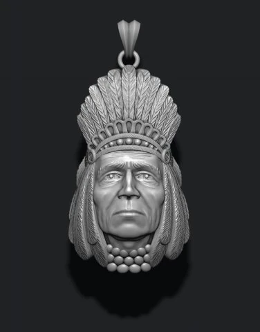 Native american indian head pendant 3D Print Model .c4d .max .obj .3ds .fbx .stl .blend 