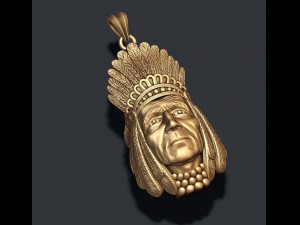 Native american indian head pendant Modèles 3D en vedette