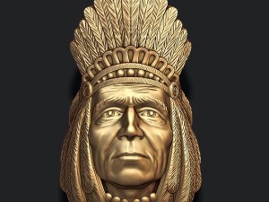 Native american indian head pendant Modèles 3D en vedette