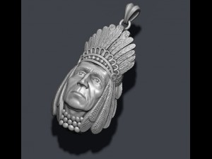 Native american indian head pendant Modèles 3D en vedette