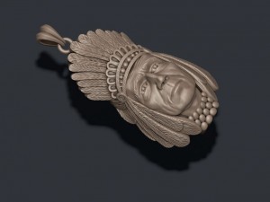 Native american indian head pendant Modèles 3D en vedette