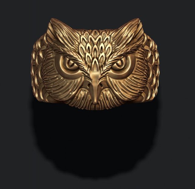 Owl ring 3D-printmodel .c4d .max .obj .3ds .fbx .stl .blend 