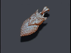 フクロウペンダント 3Dプリントモデル