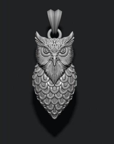 Owl pendant 3Dプリントモデル .c4d .max .obj .3ds .fbx .stl .blend 