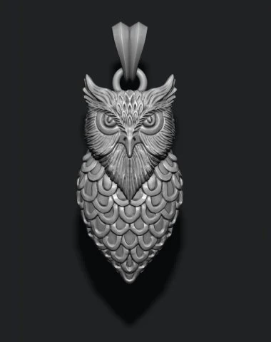 フクロウペンダント 3Dプリントモデル .c4d .max .obj .3ds .fbx .stl .blend 